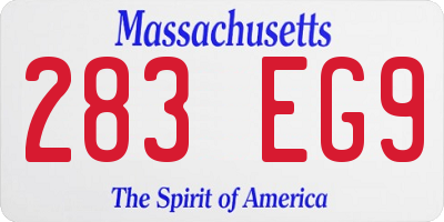 MA license plate 283EG9