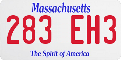 MA license plate 283EH3