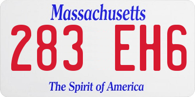 MA license plate 283EH6