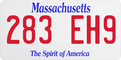 MA license plate 283EH9