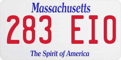 MA license plate 283EI0