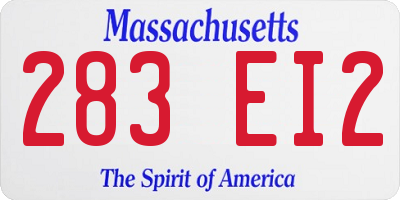 MA license plate 283EI2