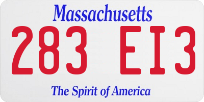 MA license plate 283EI3