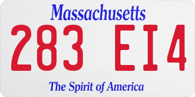 MA license plate 283EI4