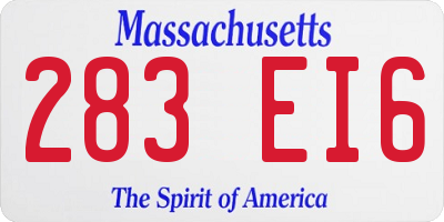 MA license plate 283EI6