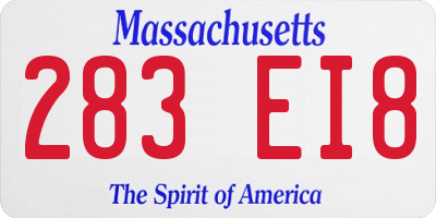 MA license plate 283EI8