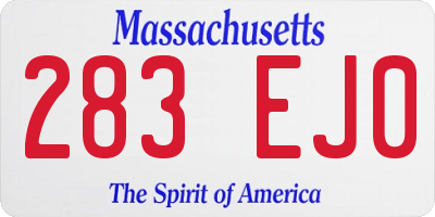 MA license plate 283EJ0