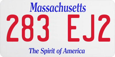 MA license plate 283EJ2