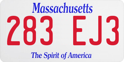 MA license plate 283EJ3