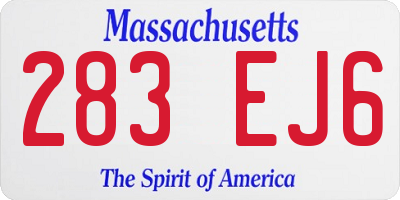 MA license plate 283EJ6