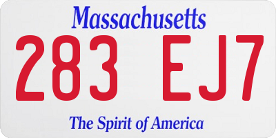 MA license plate 283EJ7