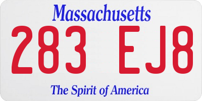 MA license plate 283EJ8