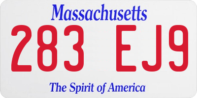 MA license plate 283EJ9