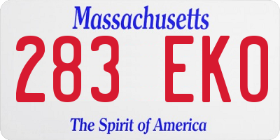MA license plate 283EK0