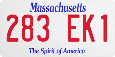 MA license plate 283EK1