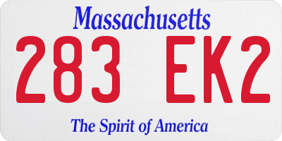 MA license plate 283EK2