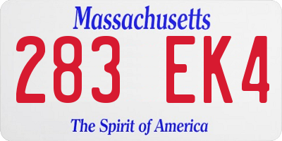 MA license plate 283EK4