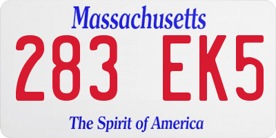 MA license plate 283EK5