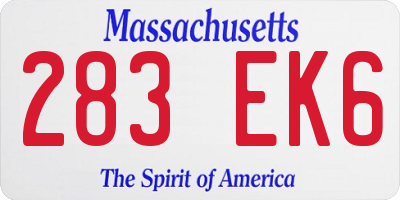 MA license plate 283EK6