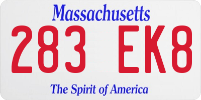 MA license plate 283EK8