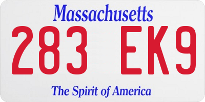 MA license plate 283EK9