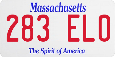 MA license plate 283EL0