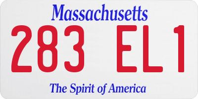 MA license plate 283EL1