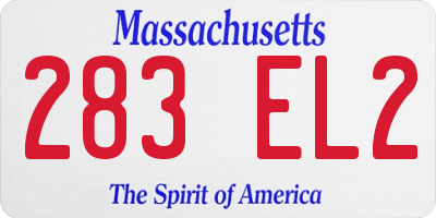 MA license plate 283EL2