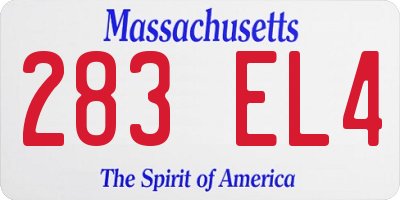 MA license plate 283EL4