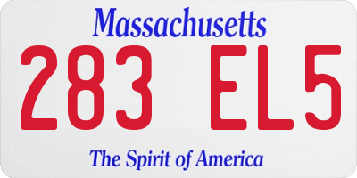 MA license plate 283EL5