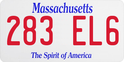 MA license plate 283EL6