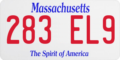 MA license plate 283EL9