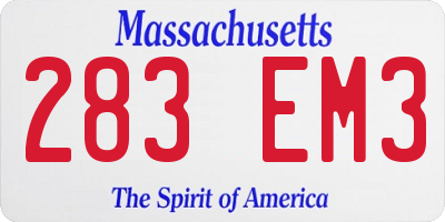 MA license plate 283EM3