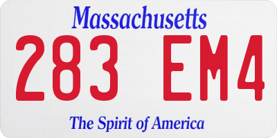 MA license plate 283EM4
