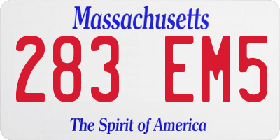 MA license plate 283EM5