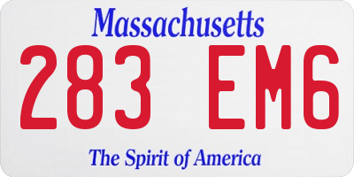 MA license plate 283EM6