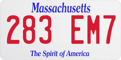 MA license plate 283EM7