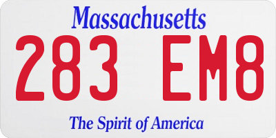 MA license plate 283EM8