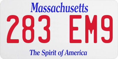 MA license plate 283EM9