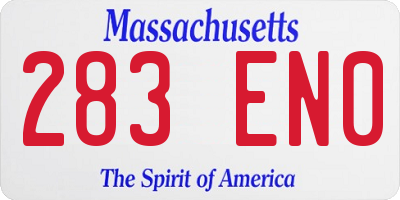 MA license plate 283EN0