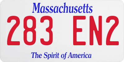 MA license plate 283EN2