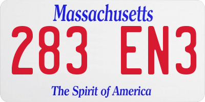 MA license plate 283EN3
