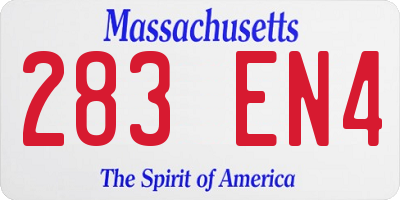 MA license plate 283EN4