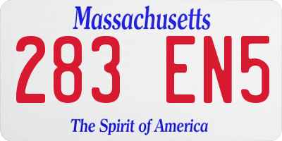 MA license plate 283EN5