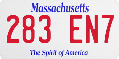 MA license plate 283EN7