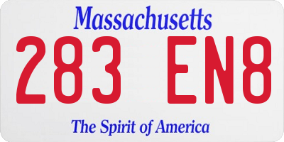 MA license plate 283EN8