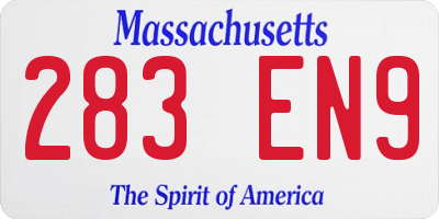 MA license plate 283EN9