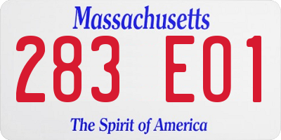 MA license plate 283EO1