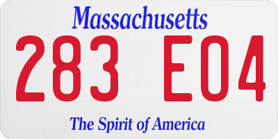 MA license plate 283EO4