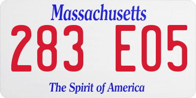 MA license plate 283EO5
